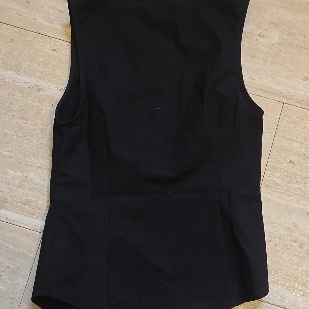 New Commense Black Linen Blend Button-Down Vest - Picture 9 of 9